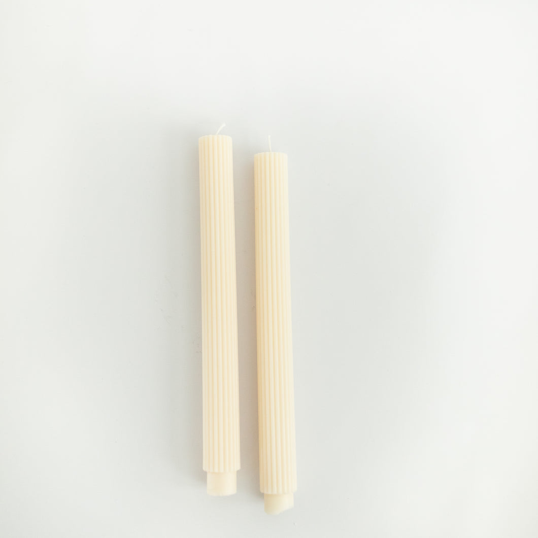 Rome Ribbed Pillar Candle | Set of 2